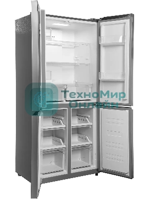 Холодильник Hyundai CM45083F нержавеющая сталь трехкамерный 289/144л морозилка снизу, No Frost, Side by Side