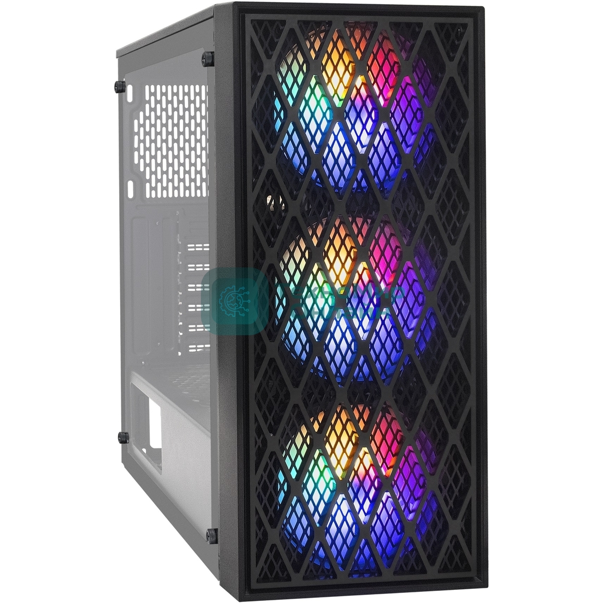 Компьютерный корпус Miditower ExeGate EVO-8243-NPX600 (ATX, БП 600NPX с вент 12 см, 2хUSB+1хUSB 3.0, черный, 3 вент. с RGb подсветкой, боковая панель - закаленное стекло)