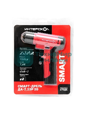 Дрель-шуруповерт ИНТЕРСКОЛ ДА-7,2ЭР 20, 7,2 В, 0,8 Ач, 20 Нм, щеточный