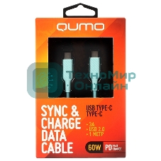 Кабель Type-C to Type-C, silica gel, 1м, 3A, 60W, PD (blue)