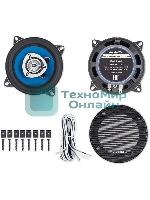 Колонки автомобильные Digma DCA-B402 160Вт 90дБ 4Ом 10см (4дюйм) (ком.:2кол.) коаксиальные двухполосные