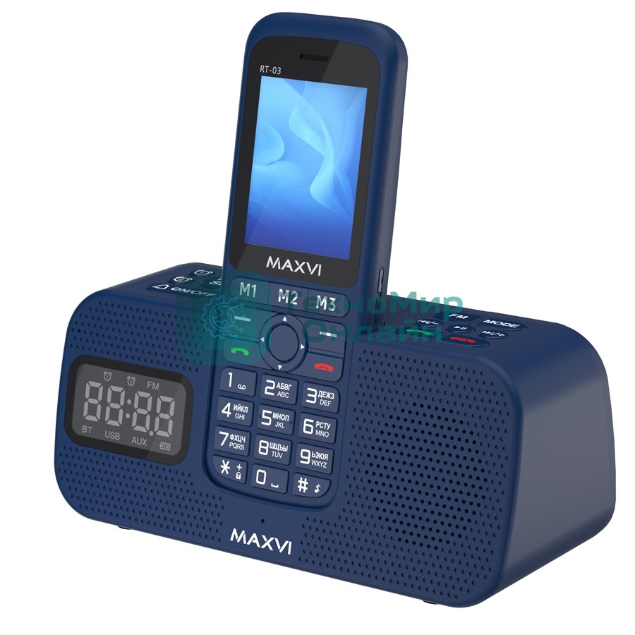 Мобильный телефон Maxvi RT-03 + док-станция, синий