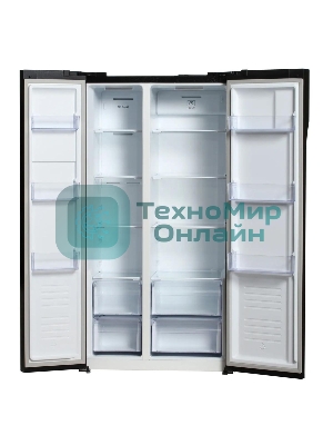 Холодильник Hyundai CS5003F черное стекло двухкамерный 331/165л морозилка сбоку, No Frost, Side by Side