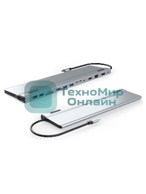 Адаптер VCOM TypeC -->3*USB3.0+2*USB2.0+VGA+RJ45+SD+TF+AUD+HDMI+DP+2*USB3.1 Data+PD