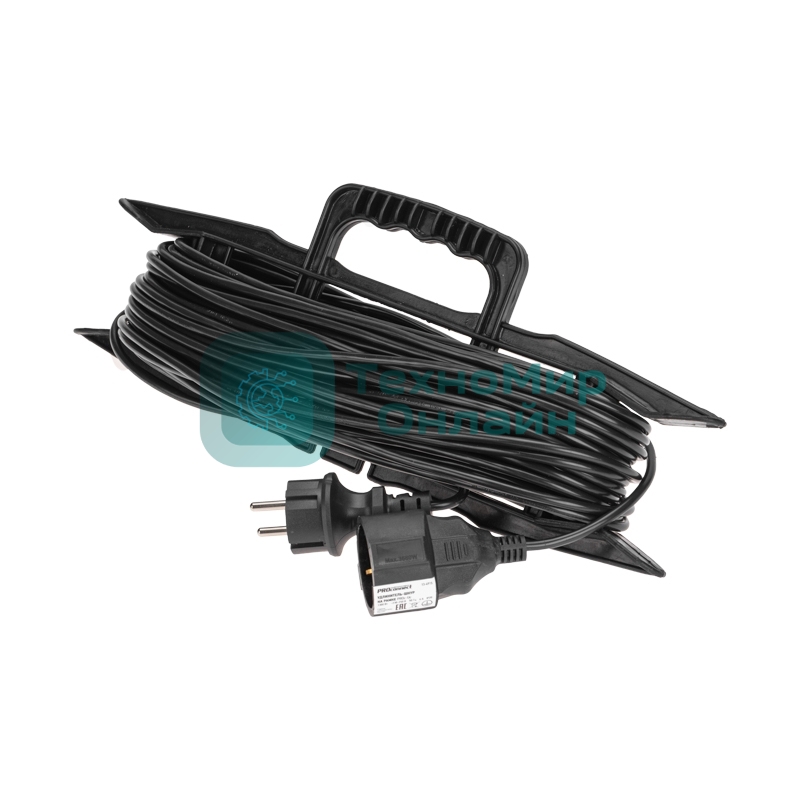 Удлинитель-шнур PROconnect на рамке ПВС 3х0,75мм², 30 м, с/з, 6А, 1300Вт, IP20, черный