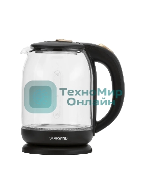 Чайник электрический Starwind SKG1052 1.8 л, 1500 Вт, темно-коричневый/бронзовый (корпус: стекло)