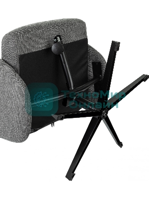 Кресло для дома Бюрократ Baron с пуфом серый, металл черный крестов. (BARON/GREY)