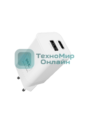 Сетевое зарядное устройство MORE CHOICE NC85 1USB+1Type-C 3.0A PD 20W+QC3.0, белый