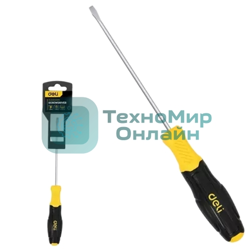 Отвертка шлицевая Deli DL6383001N 8х300мм сталь Cr-V, двухкомпонентная прорезиненная рукоять