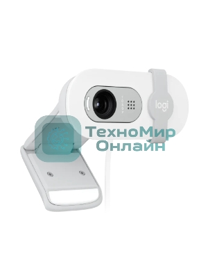 Веб-камера Logitech Brio 100 1920x1080, 30 кадр/с, USB Type-A, микрофон (шумоподавление), шторка приватности, автоосвещение, универсальное крепление белая