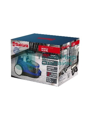 Пылесос Sakura SA-8314BL синий металлик,2400 Вт,пылесборник контейнер, 2 л