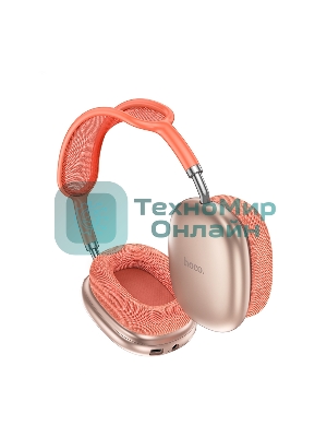 Беспроводные/проводные наушники Hoco W55 розовый, накладные, Bluetooth + проводной