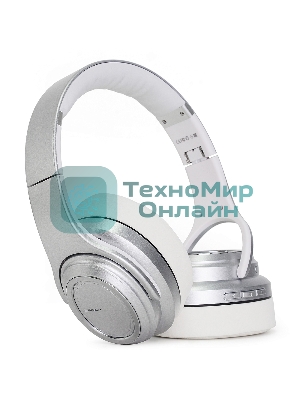 Беспроводные/проводные наушники Crown CMBH-5050 серебристый, накладные, Bluetooth + проводной, складная конструкция, до 10 ч