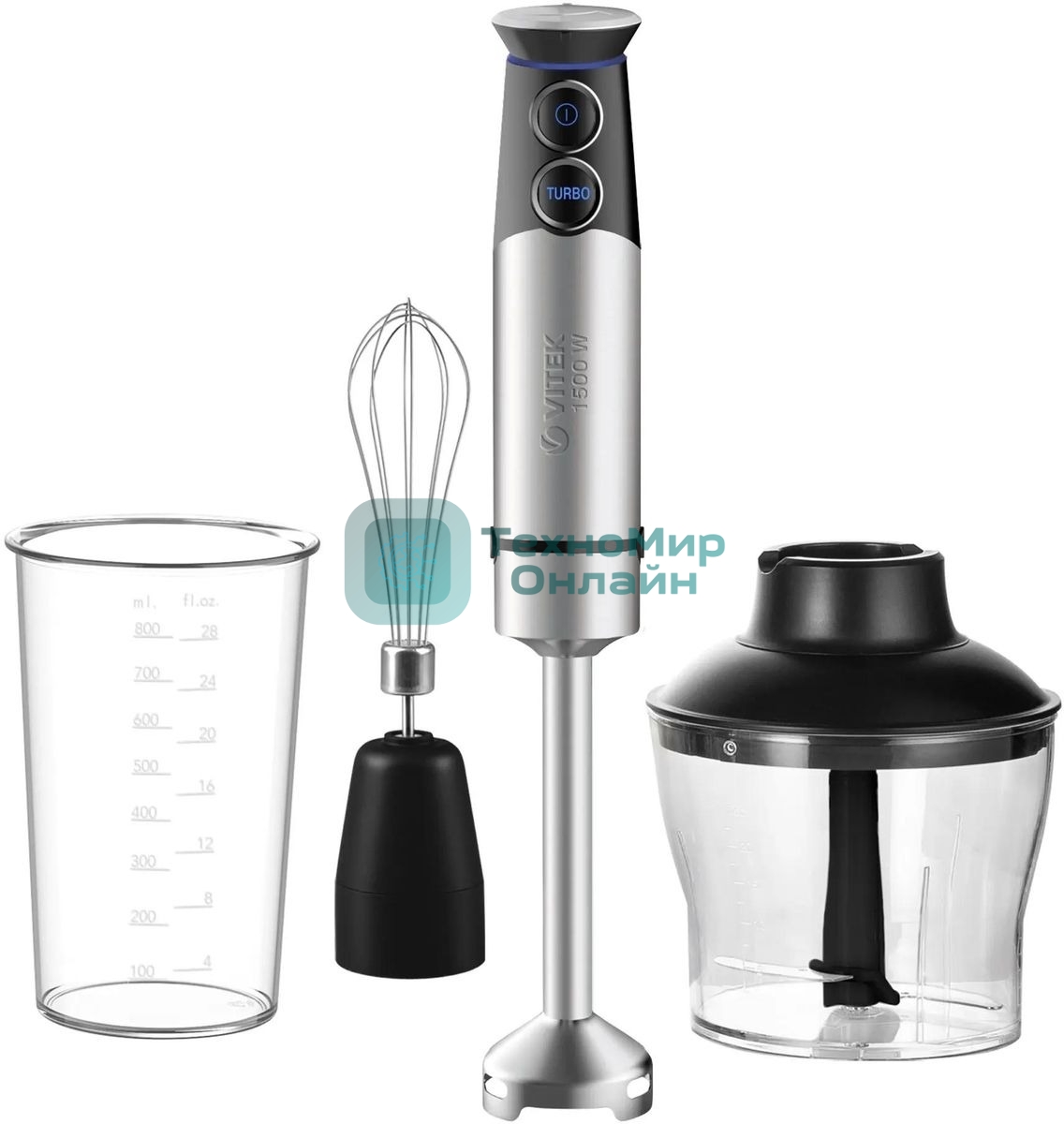 Блендер погружной Vitek VT-3411 1500 Вт, стальной/черный