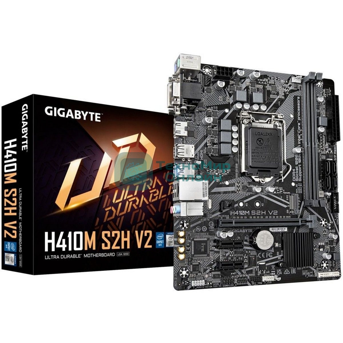 Материнская плата Gigabyte H410M S2H V2 2.1, LGA 1200, Intel Q470, 2xDDR4, 4xSATA, 1xM.2, 1xPCIe 3.0 x16, 2xPCIe x1, 1xHDMI, 1xDVI-D, 1xVGA, 1x 1Gb LAN, 2xUSB-A 3.2 Gen 1, 4xUSB-A 2.0, 3x3.5 мм, 7.1, mATX