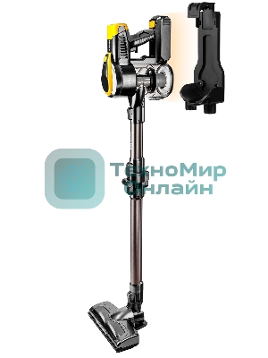 Пылесос вертикальный Brayer BR4273 серый/желтый, питание от аккумулятора, 350 Вт, уборка сухая, пылесборник 0,8 л