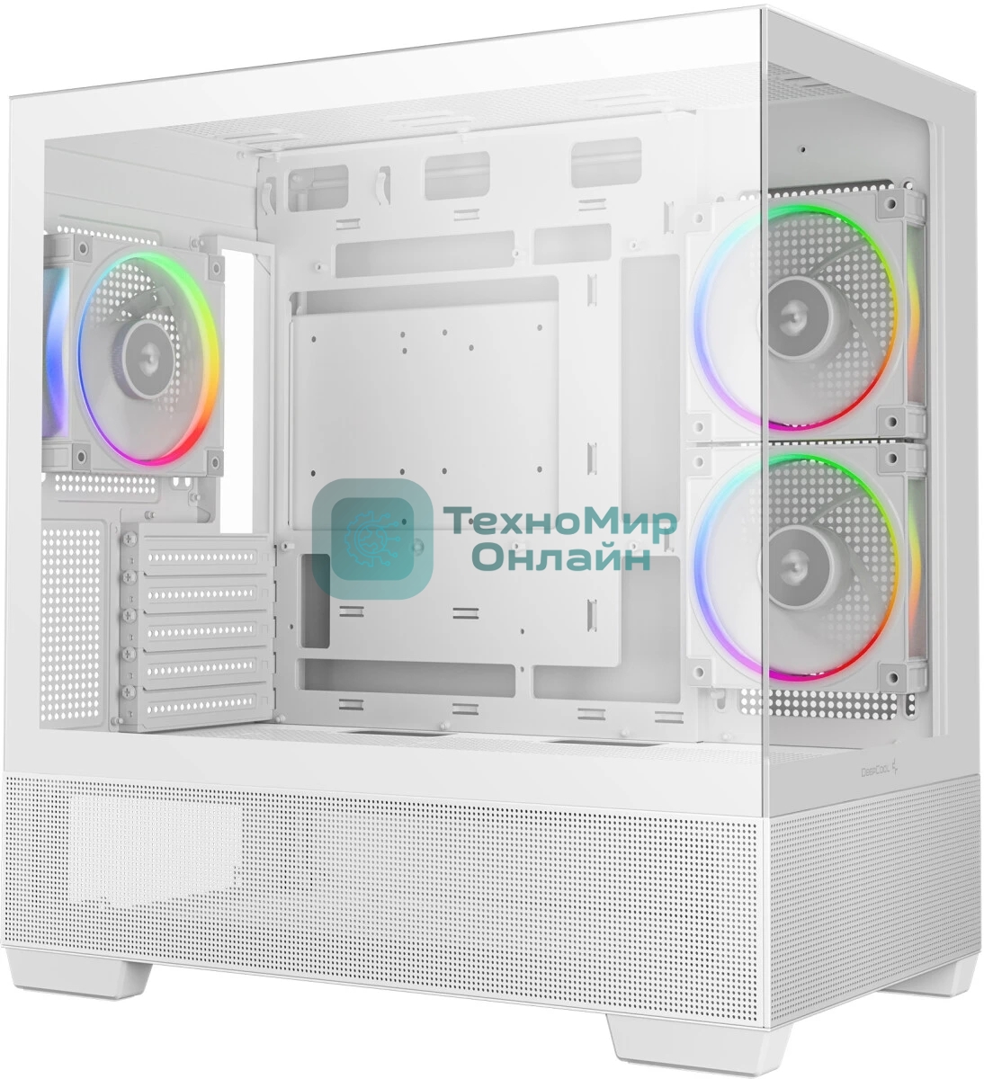 Компьютерный корпус Deepcool CG380 3F WH без БП, боковое окно (панорама), 3x120мм ARGB PWM вентилятора, белый, mATX