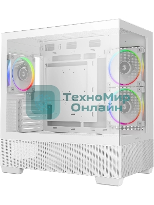 Компьютерный корпус Deepcool CG380 3F WH без БП, боковое окно (панорама), 3x120мм ARGB PWM вентилятора, белый, mATX