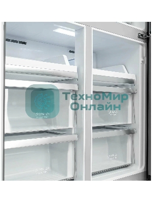 Холодильник LEX LCD505GbGID серый трехкамерный 321/144л морозилка снизу, No Frost, Side by Side