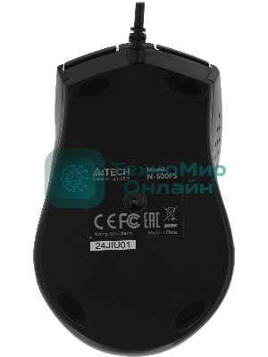 Мышь проводная A4Tech N-500FS черный, 1200 dpi, USB, кнопки - 4