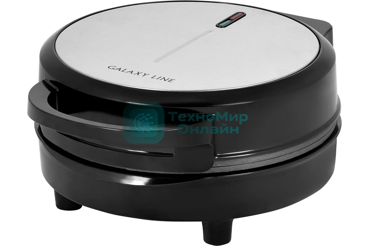 Вафельница Galaxy Line GL 2987, черный с серебристым, с несъемными пластинами, 1200 Вт