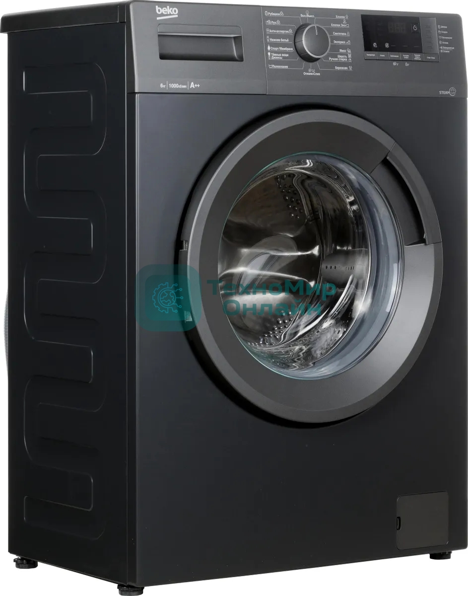 Стиральная машина Beko WSRE6512ZAA 7320210019 черный, загрузка фронтальная 6 кг, 1000 об/мин., класс: А++