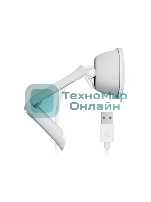 Веб-камера Logitech Brio 100 1920x1080, 30 кадр/с, USB Type-A, микрофон (шумоподавление), шторка приватности, автоосвещение, универсальное крепление белая