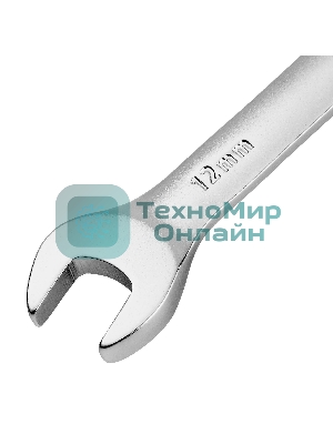 Ключ комбинированный трещоточный Denzel 12 мм, CrV, матовый хром