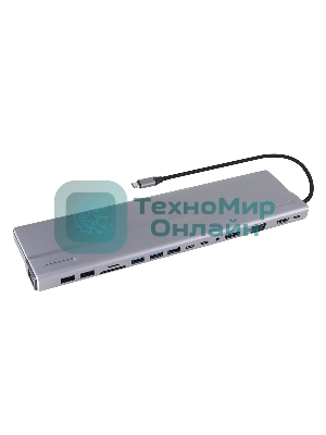 Адаптер VCOM TypeC -->3*USB3.0+2*USB2.0+VGA+RJ45+SD+TF+AUD+HDMI+DP+2*USB3.1 Data+PD