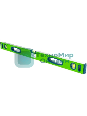 Уровень Сибртех алюминиевый УСМ-0,5-800, фрезерованный, 3 глазка, магнитный, рукоятки, 800 мм