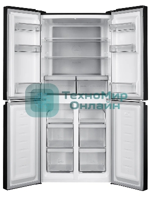 Холодильник Hotpoint HFL4 522I XBR черный трехкамерный 266/160 л морозилка снизу, No Frost, Side by Side