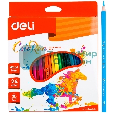Карандаши цветные Deli ColoRun EC00120 трехгранные пластик 24цв. коробка/европод.