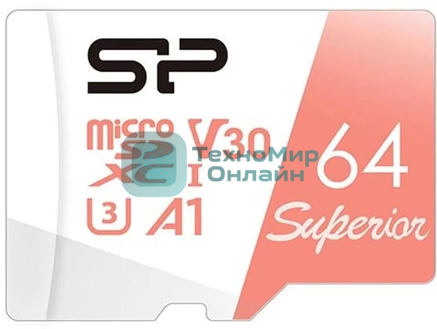 Флеш карта microSD 64Gb Silicon Power Superior A1 microSDXC Class 10 UHS-I U3 100/80 Mb/s