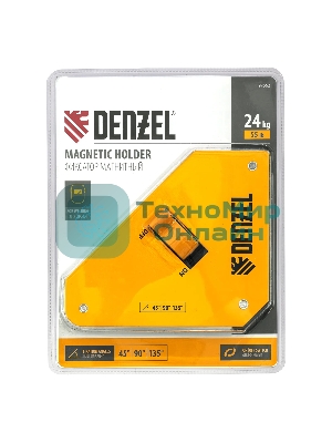 Фиксатор магнитный Denzel отключаемый для сварочных работ усилие 55 LB, 45х90 град.