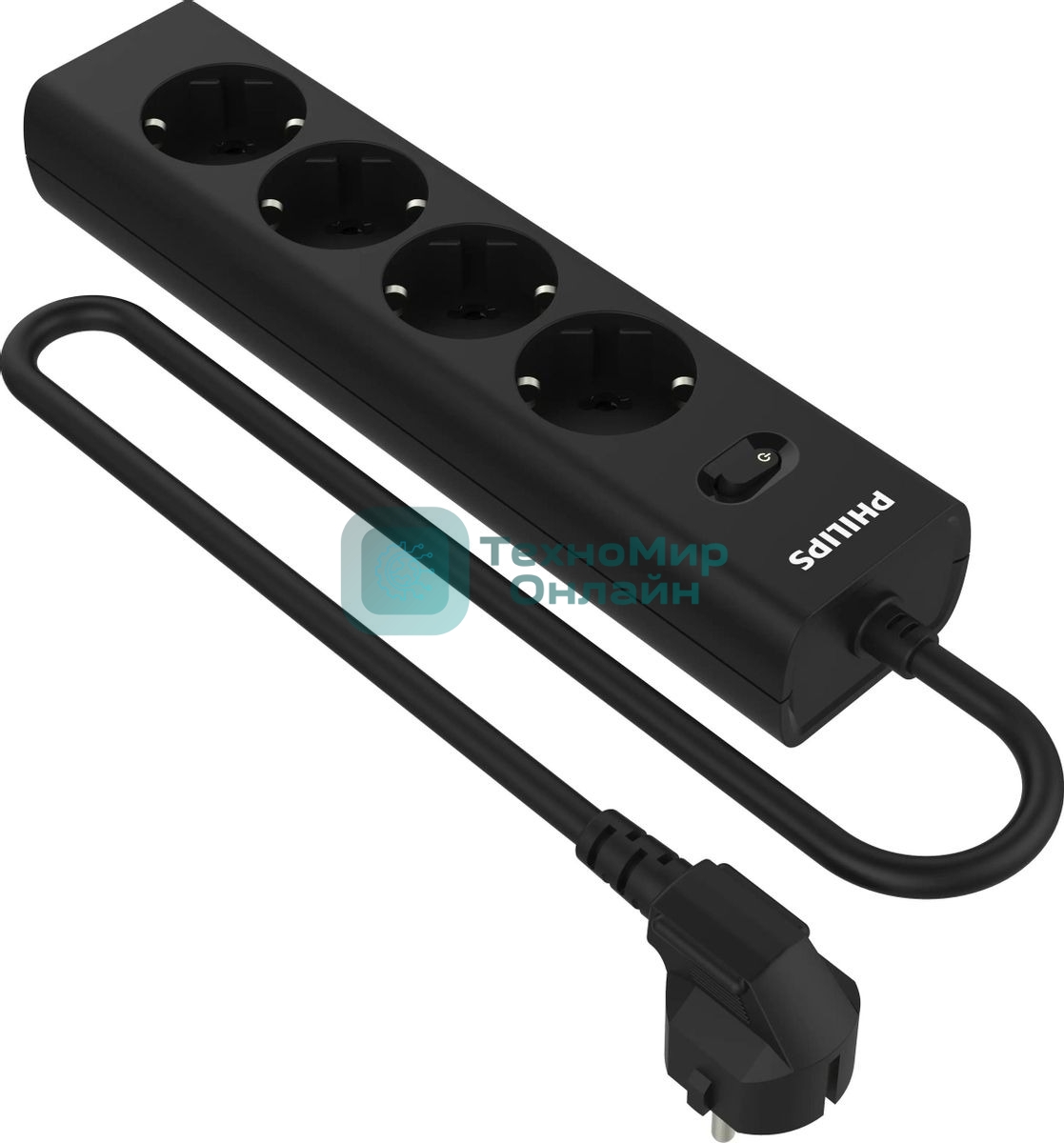 Сетевой фильтр Philips CHP2145BC/51, 5 м, 4 розетки, черный