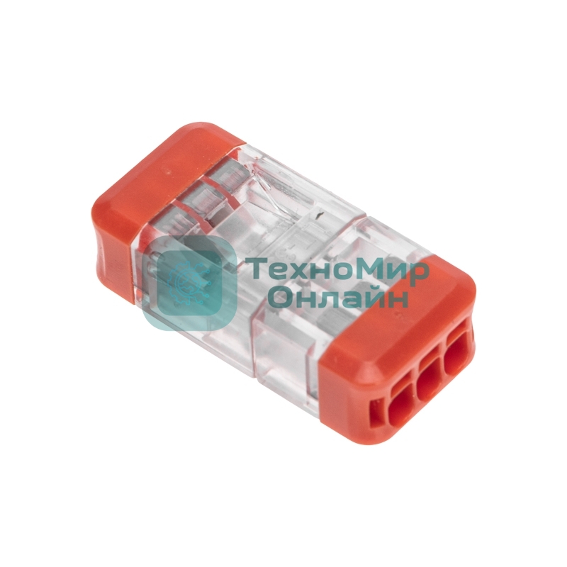 Экспресс-клемма Rexant СМК 2273-203R проходная разъемная 3 полюса 0,5-2,5мм² (50 шт/уп)