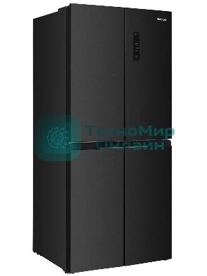 Холодильник Hotpoint HFL4 522I XBR черный трехкамерный 266/160 л морозилка снизу, No Frost, Side by Side
