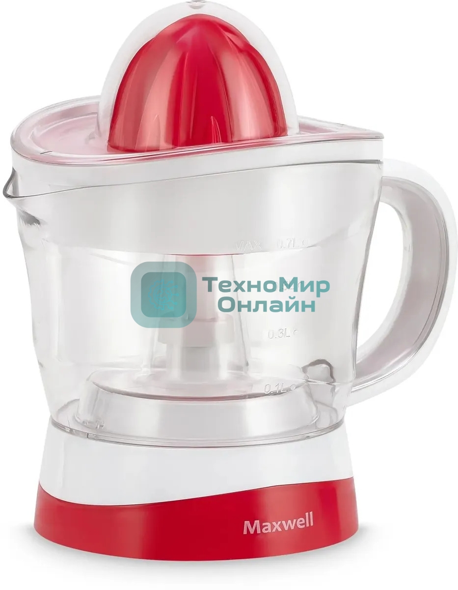 Соковыжималка Maxwell MW-1109(W) белый/красный, цитрусовая, 25 Вт, 700 мл, механическое