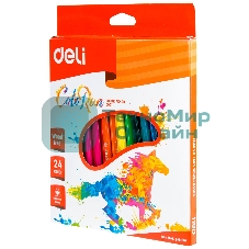 Карандаши цветные Deli ColoRun EC00120 трехгранные пластик 24цв. коробка/европод.