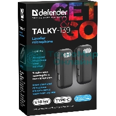 Петличный микрофон DEFENDER (64139) Talky-139 wrls, черный, кейс, 2шт
