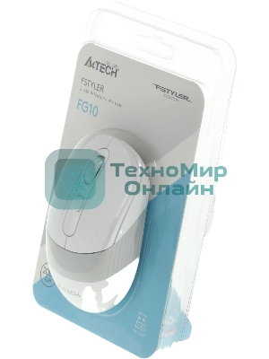 Мышь беспроводная A4Tech Fstyler FG10 белый/серый, 2000 dpi, радиоканал, USB, кнопки - 4