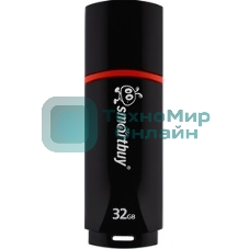 Флешка USB Smartbuy Crown black (SB32GbCRW-K), 32Gb, USB 2.0, R/W 15/5, черный/красный