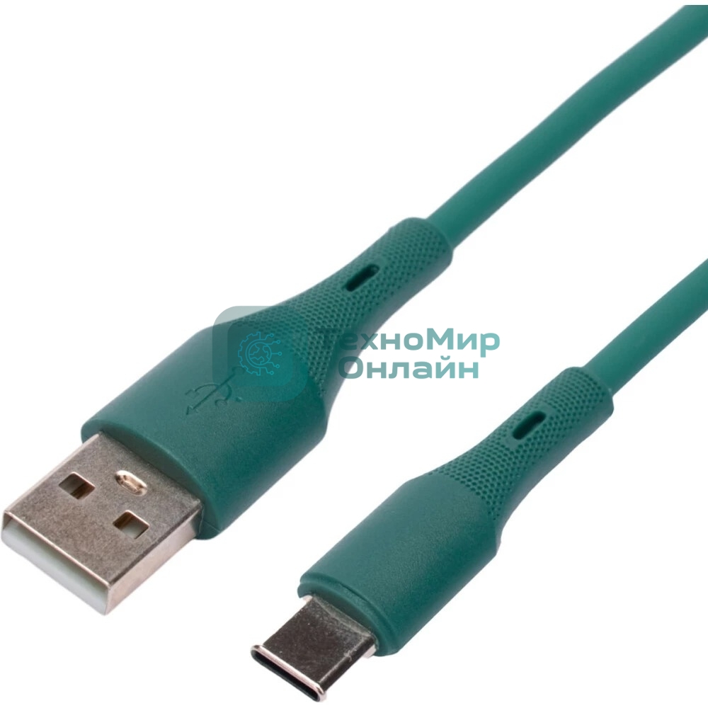 Кабель USB2.0 Cablexpert CC-USB2S-AMCM-1M-GN AM/Type-C, 3А, 18Вт, QC3.0, силиконовый, медь, 1м, зеленый, пакет
