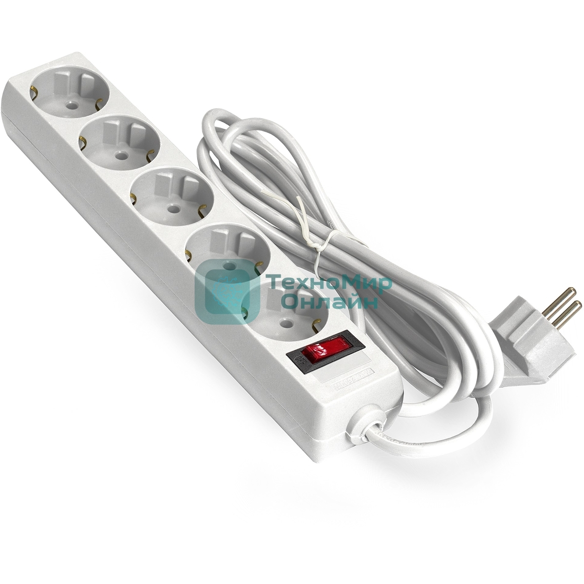 Удлинитель ExeGate EC-5-3W EX279360RUS белый, 3 м, евровилка, 5 розеток, 2200 Вт