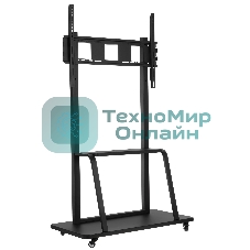 Мобильная стойка Wize Pro M86 для широкоформатных и интерактивных панелей 42 90, Max VESA 800x600 мм, высота 183 см, вертикальная регулировка, полка для медиаплеера, до 150 кг, черный