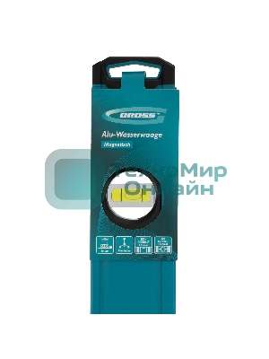 Уровень Gross 33655 алюминиевый, магнит., фрезерованный, 3 глазка, 0,5 мм/м, 1500 мм