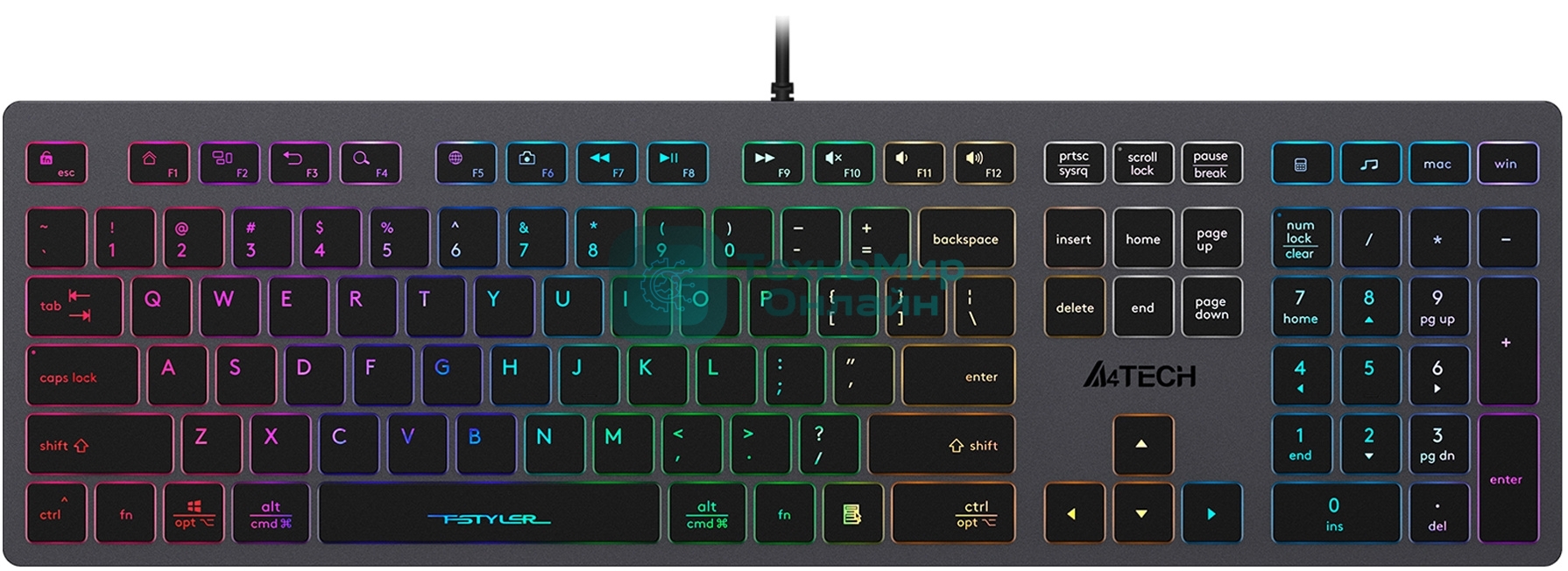 Клавиатура проводная A4Tech Fstyler FX60H серый