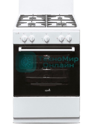 Плита газовая Cezaris ПГ 3200-00 белый, конфорок 4 шт, духовка 59 л, 60 см x 85 см x 60 см