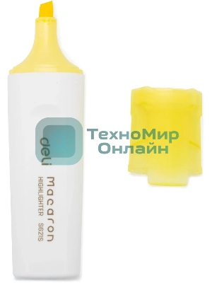 Текстовыделитель Deli ES621Syellow Macaron, скошенный пишущий наконечник, 1-5мм, желтый