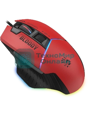 Мышь проводная A4Tech Bloody W95 Max Sports красный/черный оптическая (12000dpi) USB (10but)